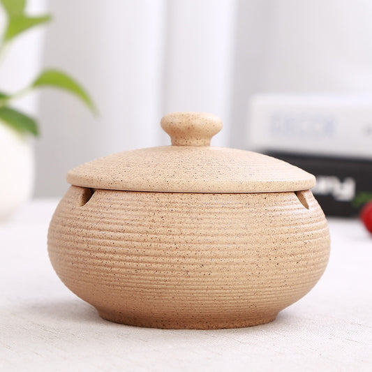 Ceramic Ashtray with Lid - Yellow - Wind Ashtray for Outdoor & Indoor - Decorative & Anti-Odor V1189-HB003WSRT00054