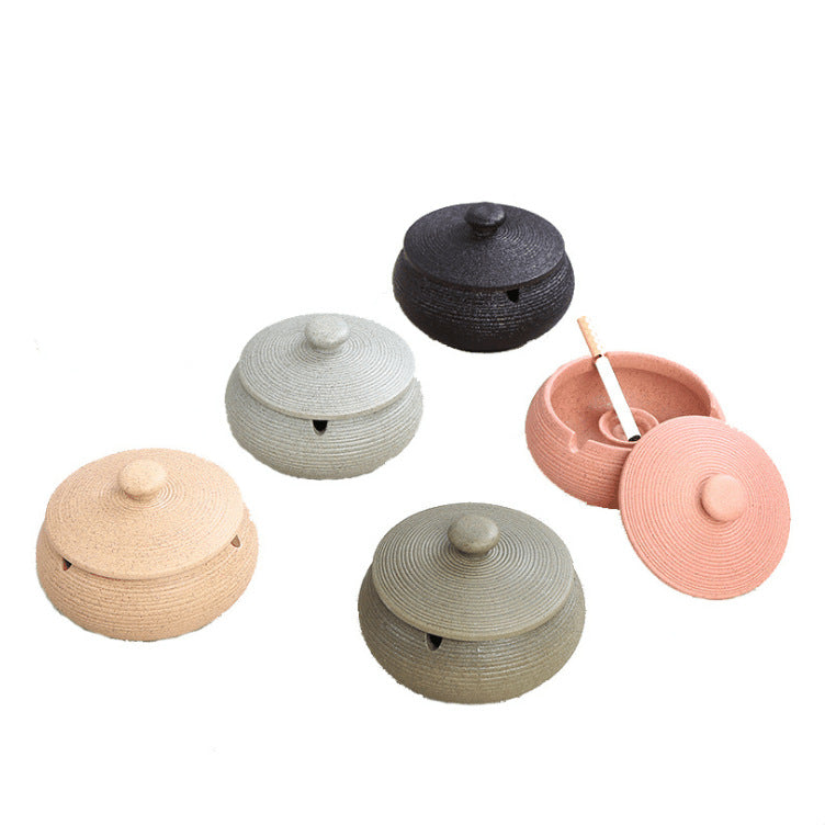 Ceramic Ashtray with Lid - Yellow - Wind Ashtray for Outdoor & Indoor - Decorative & Anti-Odor V1189-HB003WSRT00054