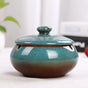 Ceramic Ashtray with Lid - Blue - Wind Ashtray for Outdoor & Indoor Use - Glazed Earthenware V1189-HB003WSRT00056