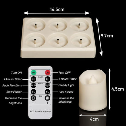 Rechargeable Tea Lights (6 Pieces) - With Charging Station and Timer - Flickering Flame - LED Candles for V1189-HB003WSRU00003
