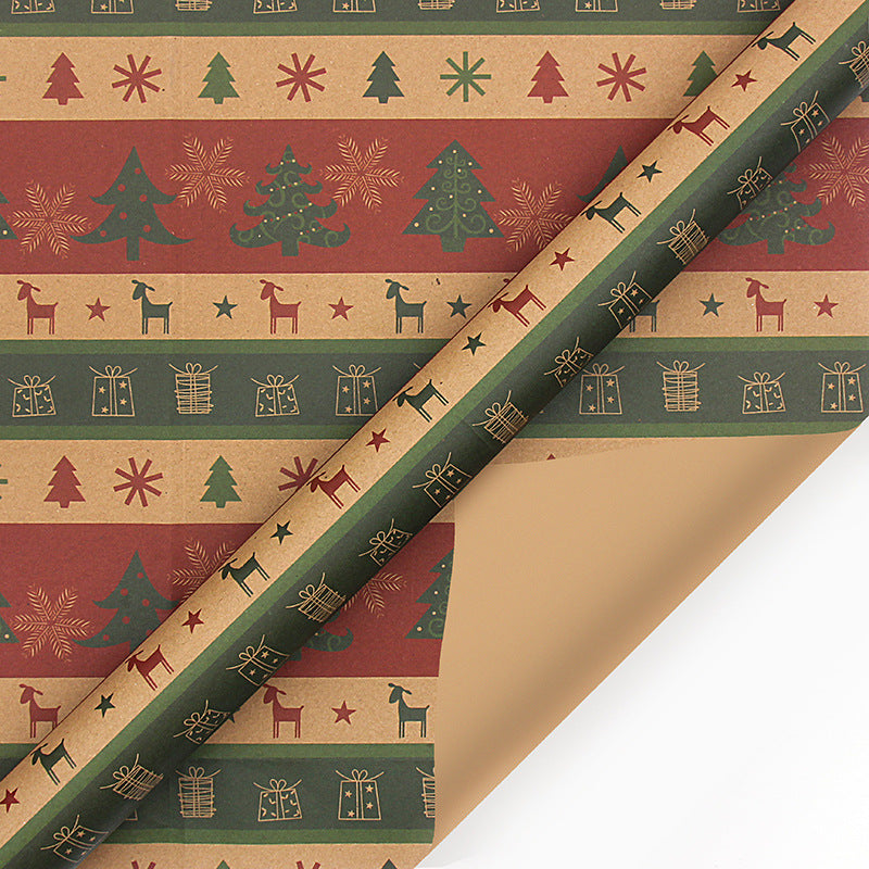 Christmas Wrapping Paper - 6 Sheets - Retro & Vintage Design - Complete Set with 2x Rope, Tape & Stickers - V1189-HB003WSRY00001
