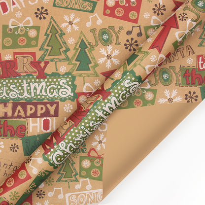 Christmas Wrapping Paper - 6 Sheets - Retro & Vintage Design - Complete Set with 2x Rope, Tape & Stickers - V1189-HB003WSRY00001