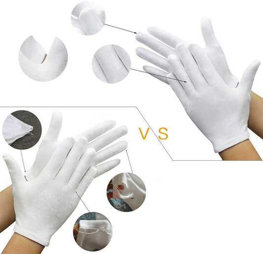 Pack of 24 White Cotton Gloves Work Gloves Cosmetic Hydration Gloves for Dry Hands and Eczema, Jewelry V1189-LWWAL-20260325-00002