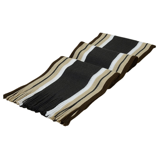 Men's Winter Scarf - Classic Striped Tassel Edge Soft Warm Scarf, Woolen Yarn Knitted Scarf Dark Gray V1189-LWWAL-20260325-00053