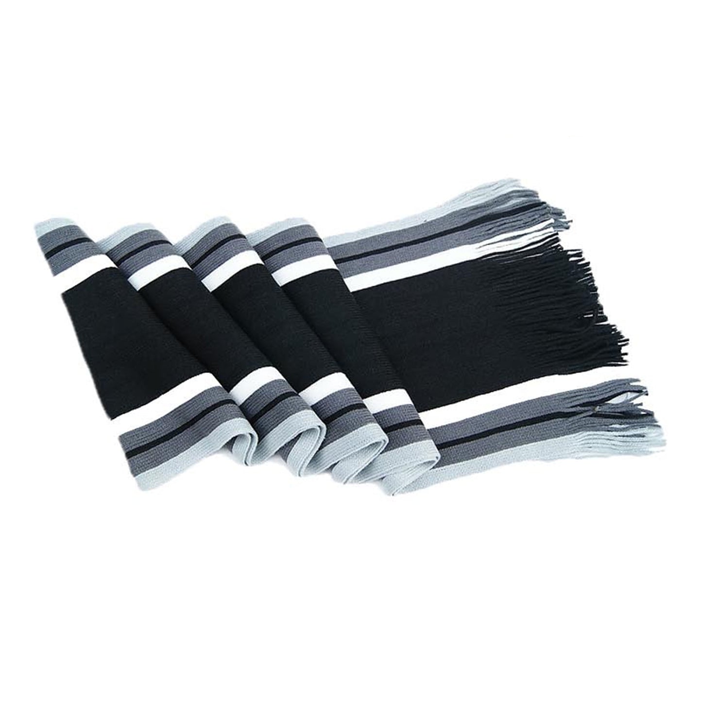 Men's Winter Scarf - Classic Striped Tassel Edge Soft Warm Scarf, Woolen Yarn Knitted Scarf Grey V1189-LWWAL-20260325-00054