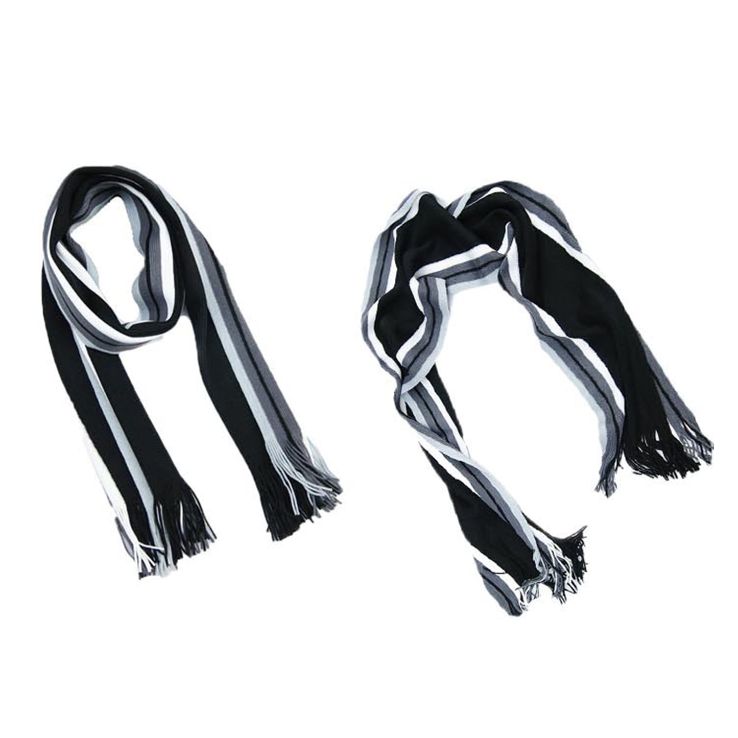 Men's Winter Scarf - Classic Striped Tassel Edge Soft Warm Scarf, Woolen Yarn Knitted Scarf Grey V1189-LWWAL-20260325-00054