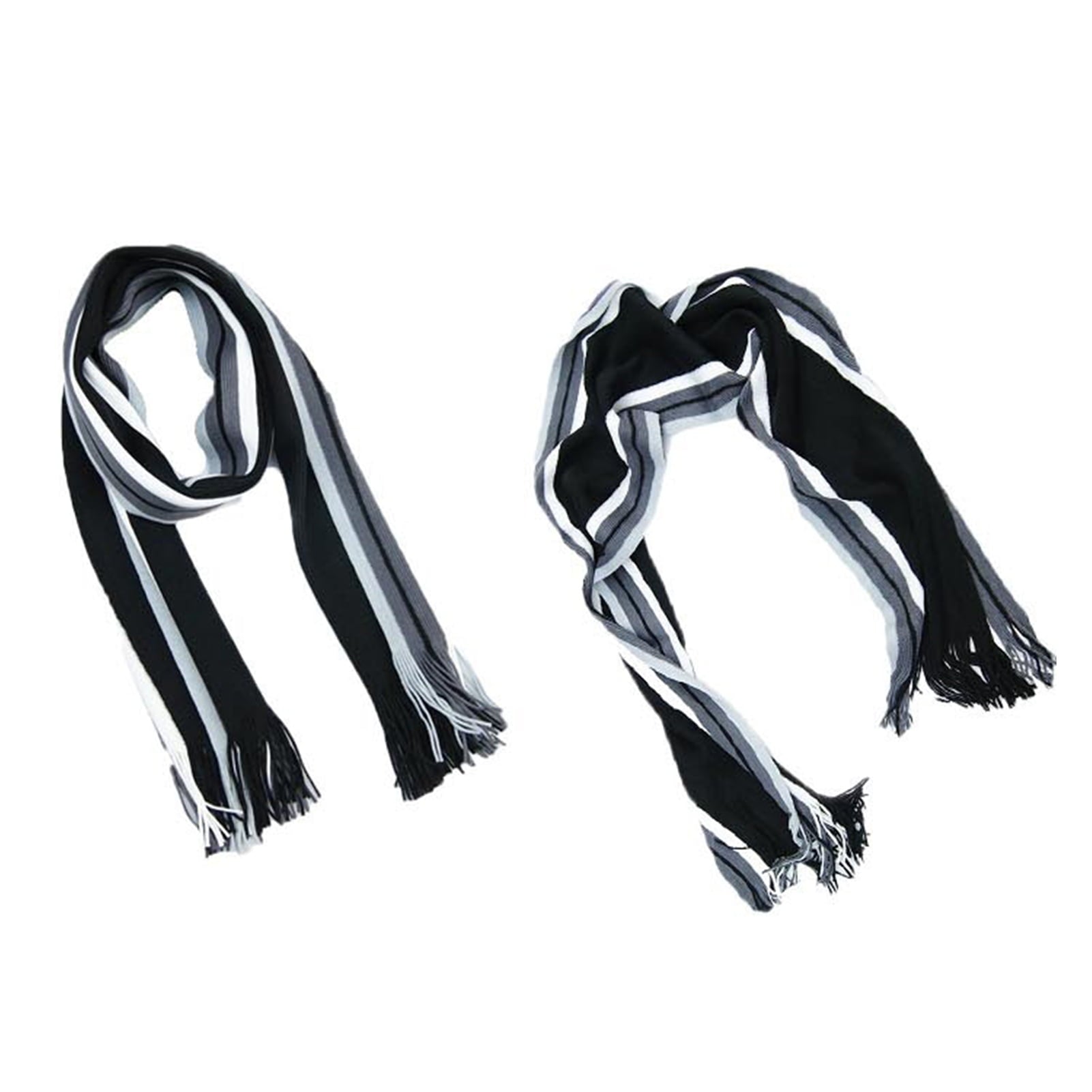 Men's Winter Scarf - Classic Striped Tassel Edge Soft Warm Scarf, Woolen Yarn Knitted Scarf Grey V1189-LWWAL-20260325-00054