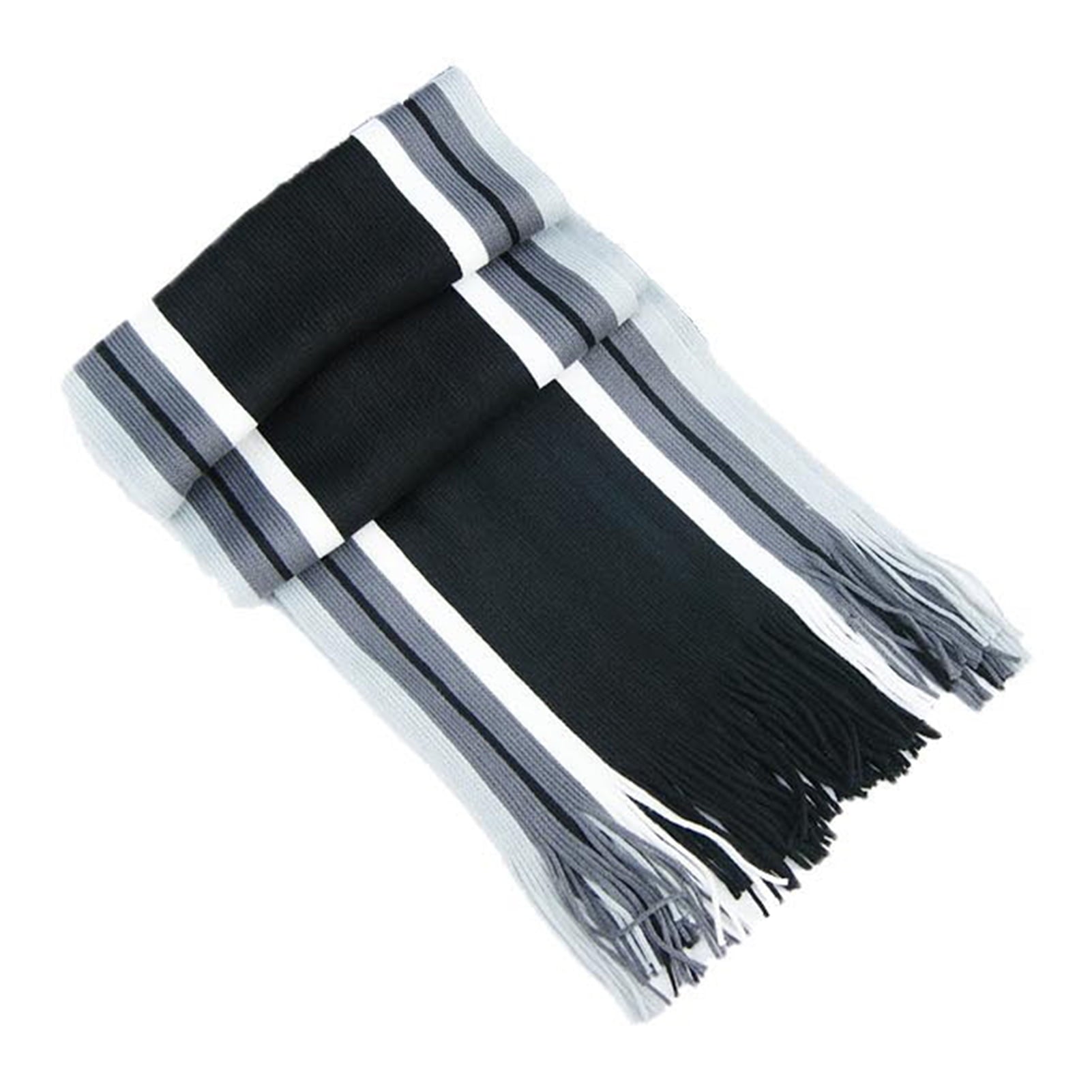 Men's Winter Scarf - Classic Striped Tassel Edge Soft Warm Scarf, Woolen Yarn Knitted Scarf Grey V1189-LWWAL-20260325-00054