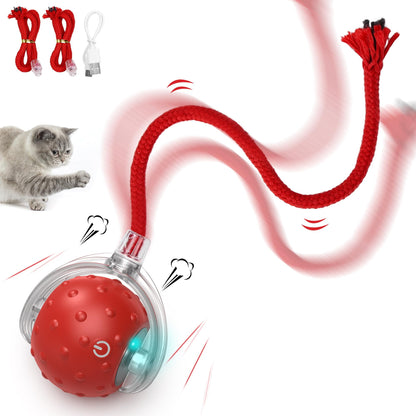 Interactive Cat Toy Ball - Smart Automatic Play with 3 Modes, Durable Silicone Material Red V1189-LWWAL-20260325-00065