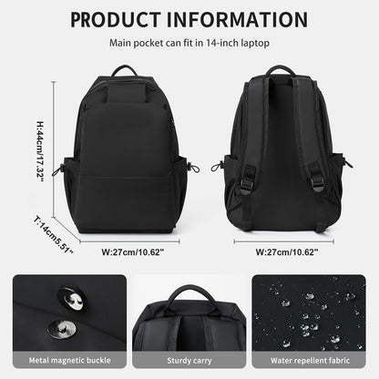 BJLFS Unisex Lightweight Water-Resistant Backpack Black V1189-LWWAL-20260325-00066