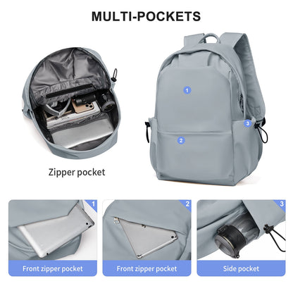 BJLFS Unisex Lightweight Water-Resistant Backpack, Black Blue V1189-LWWAL-20260325-00067