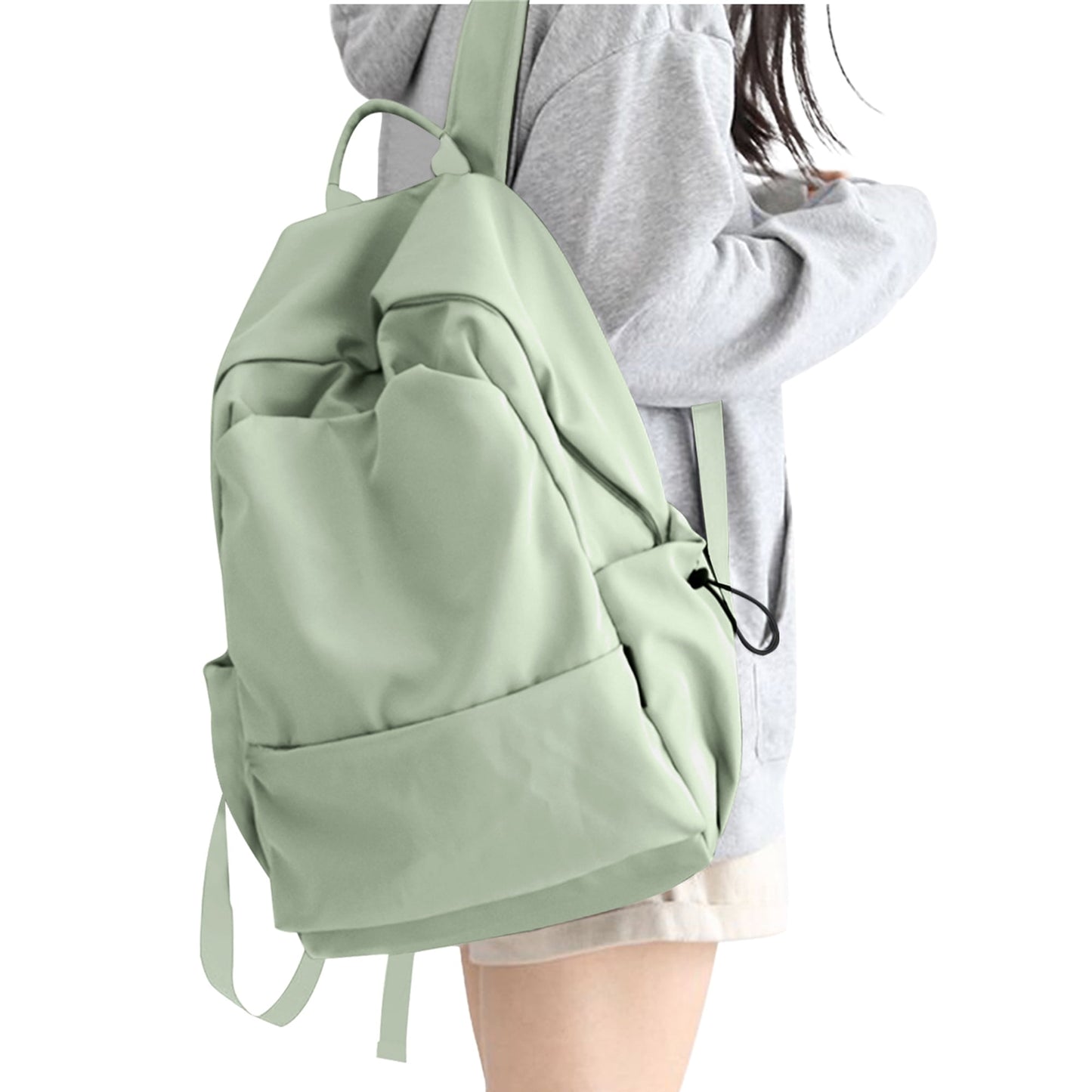 BJLFS Unisex Lightweight Water-Resistant Backpack, Black Light Green V1189-LWWAL-20260325-00069