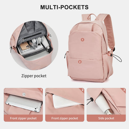 BJLFS Unisex Lightweight Water-Resistant Backpack, Black Pink V1189-LWWAL-20260325-00070