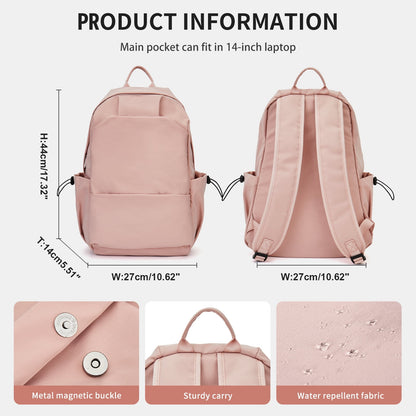 BJLFS Unisex Lightweight Water-Resistant Backpack, Black Pink V1189-LWWAL-20260325-00070
