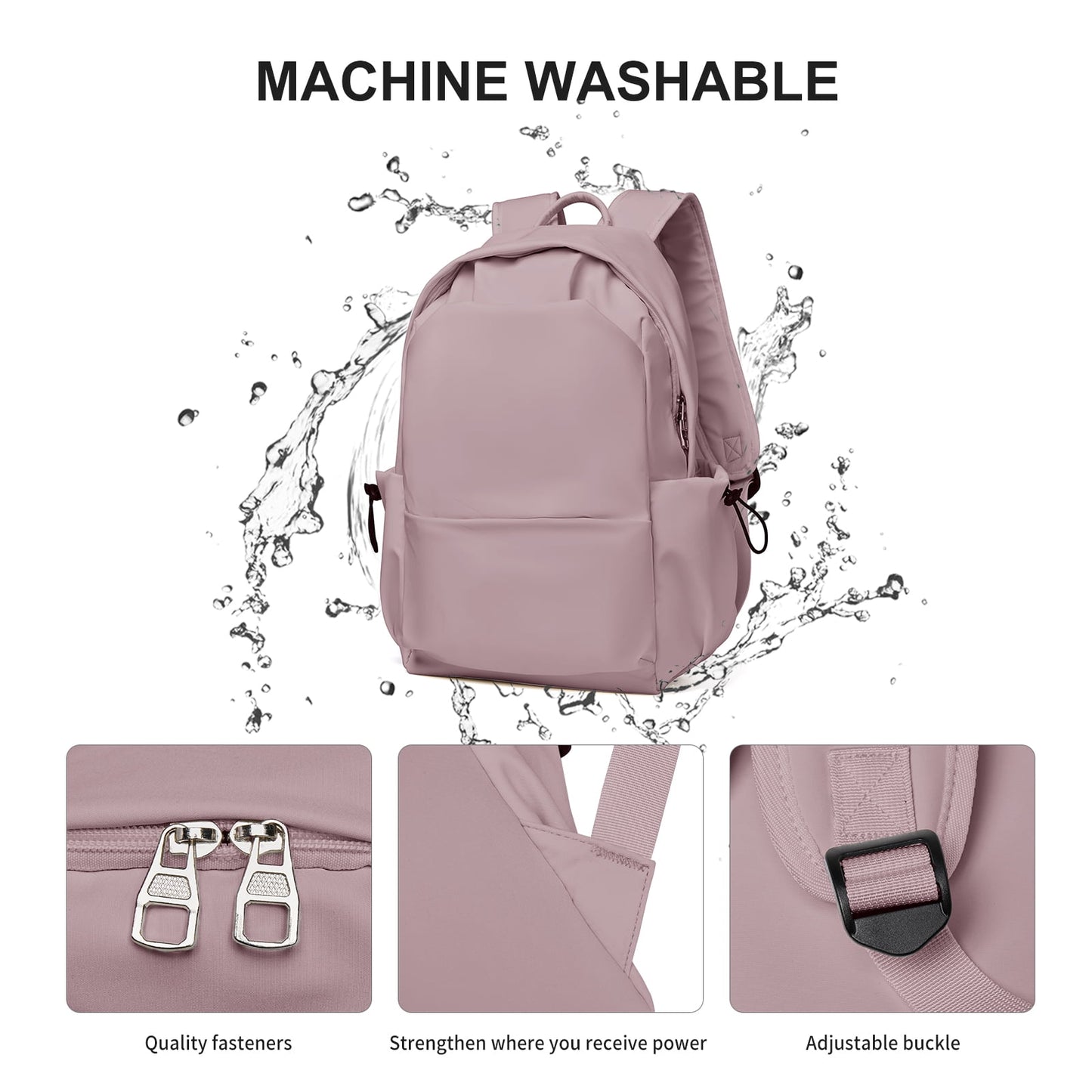 BJLFS Unisex Lightweight Water-Resistant Backpack, Black Purple V1189-LWWAL-20260325-00071