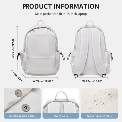 BJLFS Unisex Lightweight Water-Resistant Backpack, Black White V1189-LWWAL-20260325-00072