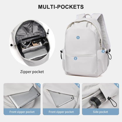 BJLFS Unisex Lightweight Water-Resistant Backpack, Black White V1189-LWWAL-20260325-00072