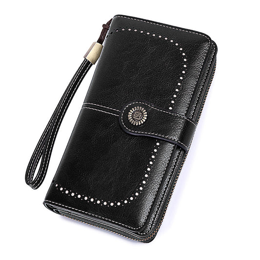 Leather Wallet Women Rfid Blocking Large Capacity, Zip Around Long Wallet - Pu Phone Clutch Purse, Trifold V1189-LWWAL-20260325-00077