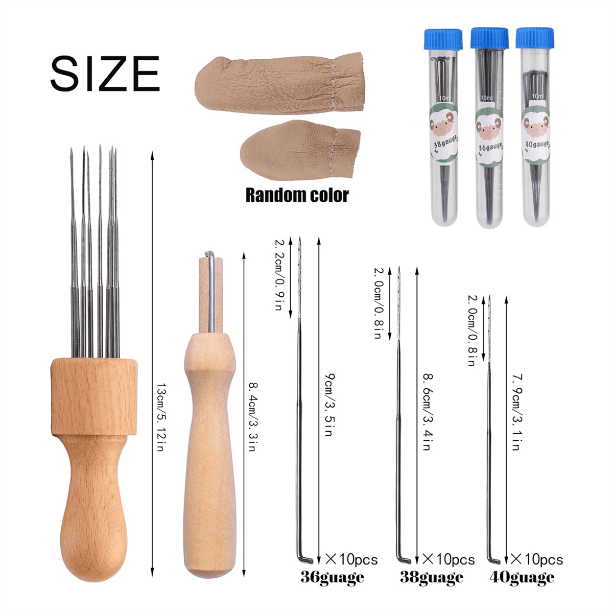 Wool Felting Needle Tools, Wool Felting Tool Kit with 3 Sizes Felting Needles and 1/8 Needle Wooden Handle V1189-LWWAL-20260325-00085
