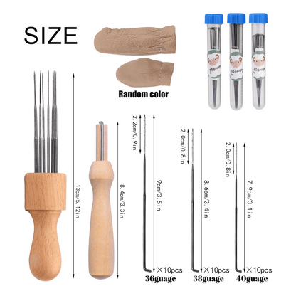 Wool Felting Needle Tools, Wool Felting Tool Kit with 3 Sizes Felting Needles and 1/8 Needle Wooden Handle V1189-LWWAL-20260325-00085