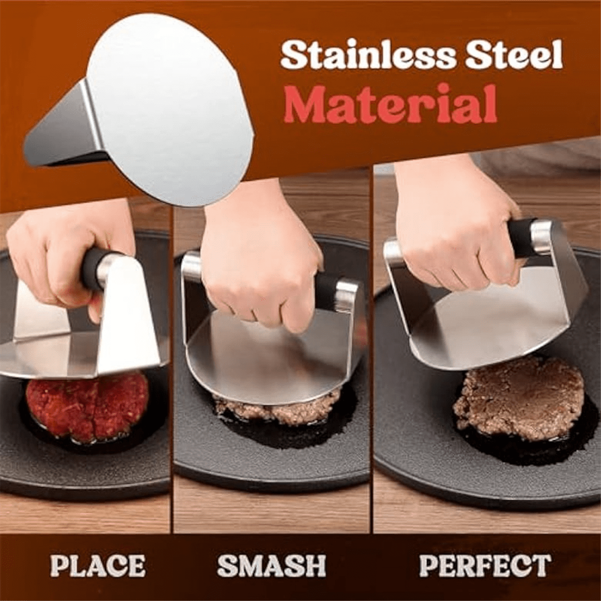 Smash Burger ,Hamburger Smasher Tool for Griddle, Stainless Steel Ham Patty ,Grill Smashburger V1189-LWWAL-20260325-00092