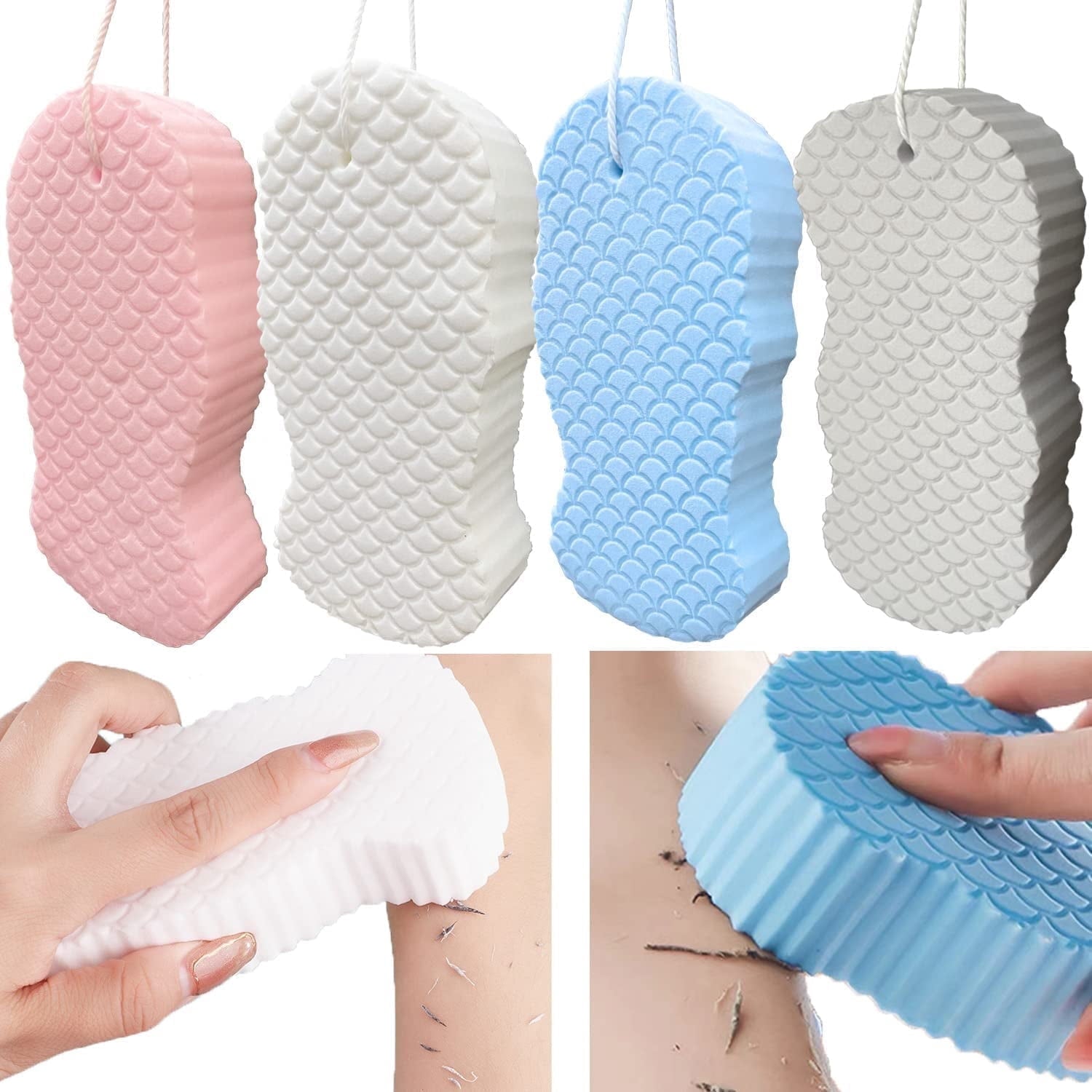 2 Pcs Exfoliating Bath Sponge, Soft Spa Scrub Sponges for Shower, Dead Skin Remover for Body for Adult Baby V1189-LWWAL-20260325-00096