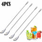 Bar Spoon Cocktail Mixing Stirrers for Drink, Stainless Steel 12 Inches Long Handle, Silver 4 Pieces V1189-LWWAL-20260325-00101