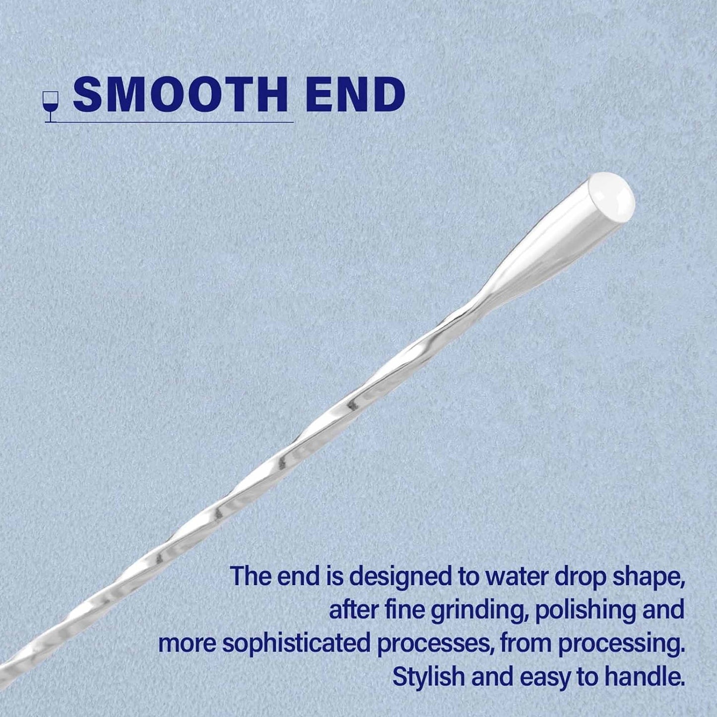 Bar Spoon Cocktail Mixing Stirrers for Drink, Stainless Steel 12 Inches Long Handle, Silver 4 Pieces V1189-LWWAL-20260325-00101