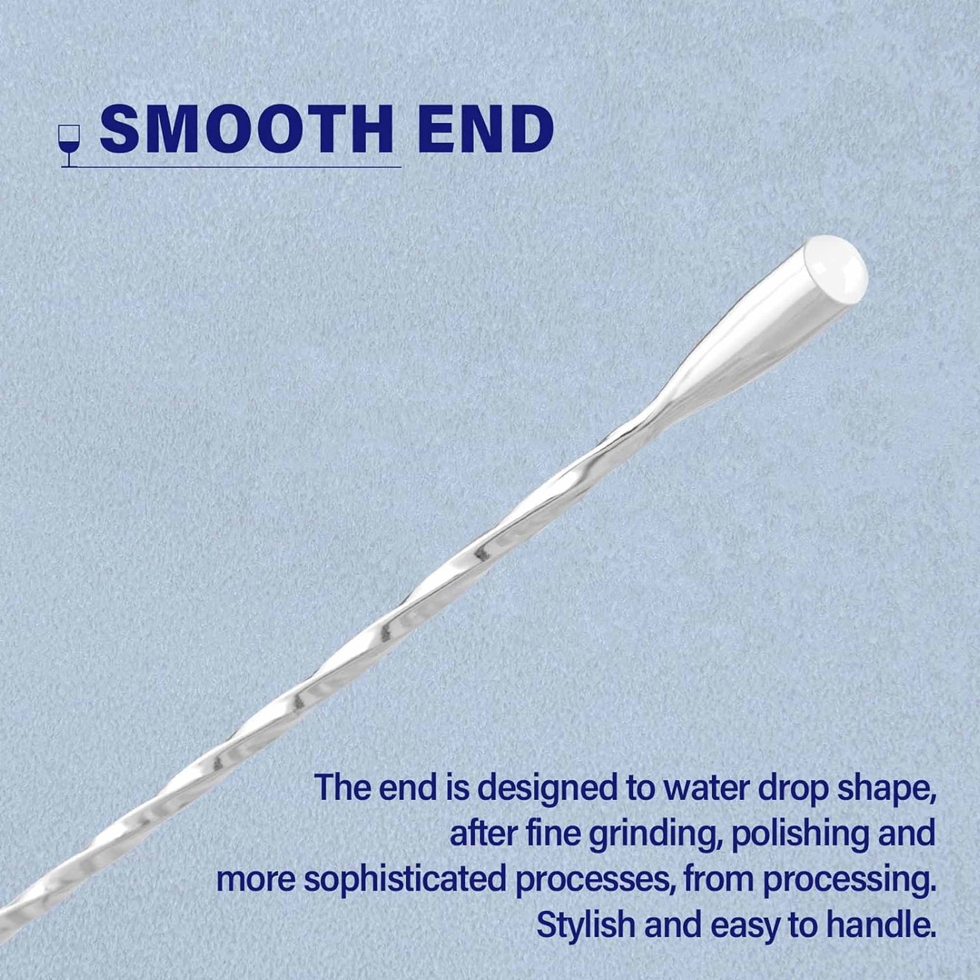 Bar Spoon Cocktail Mixing Stirrers for Drink, Stainless Steel 12 Inches Long Handle, Silver 4 Pieces V1189-LWWAL-20260325-00101