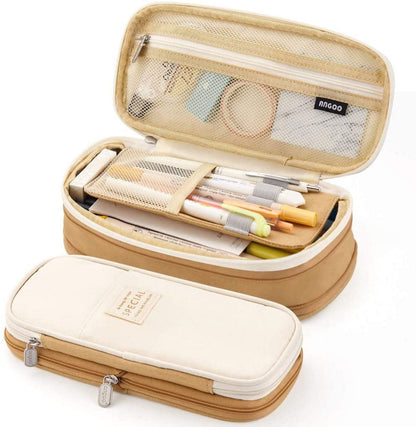 CICIMELON Big Capacity Pencil Pen Case Large Storage Pencil Bag Pouch Organizer (Purple) Khaki V1189-LWWAL-20260325-00185