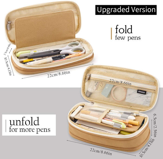 CICIMELON Big Capacity Pencil Pen Case Large Storage Pencil Bag Pouch Organizer (Purple) Khaki V1189-LWWAL-20260325-00185