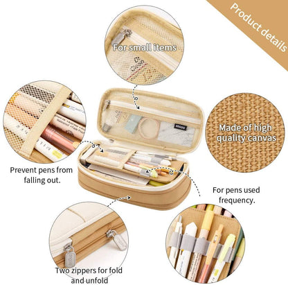 CICIMELON Big Capacity Pencil Pen Case Large Storage Pencil Bag Pouch Organizer (Purple) Khaki V1189-LWWAL-20260325-00185