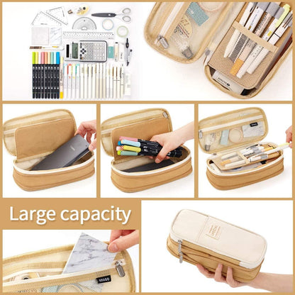 CICIMELON Big Capacity Pencil Pen Case Large Storage Pencil Bag Pouch Organizer (Purple) Khaki V1189-LWWAL-20260325-00185