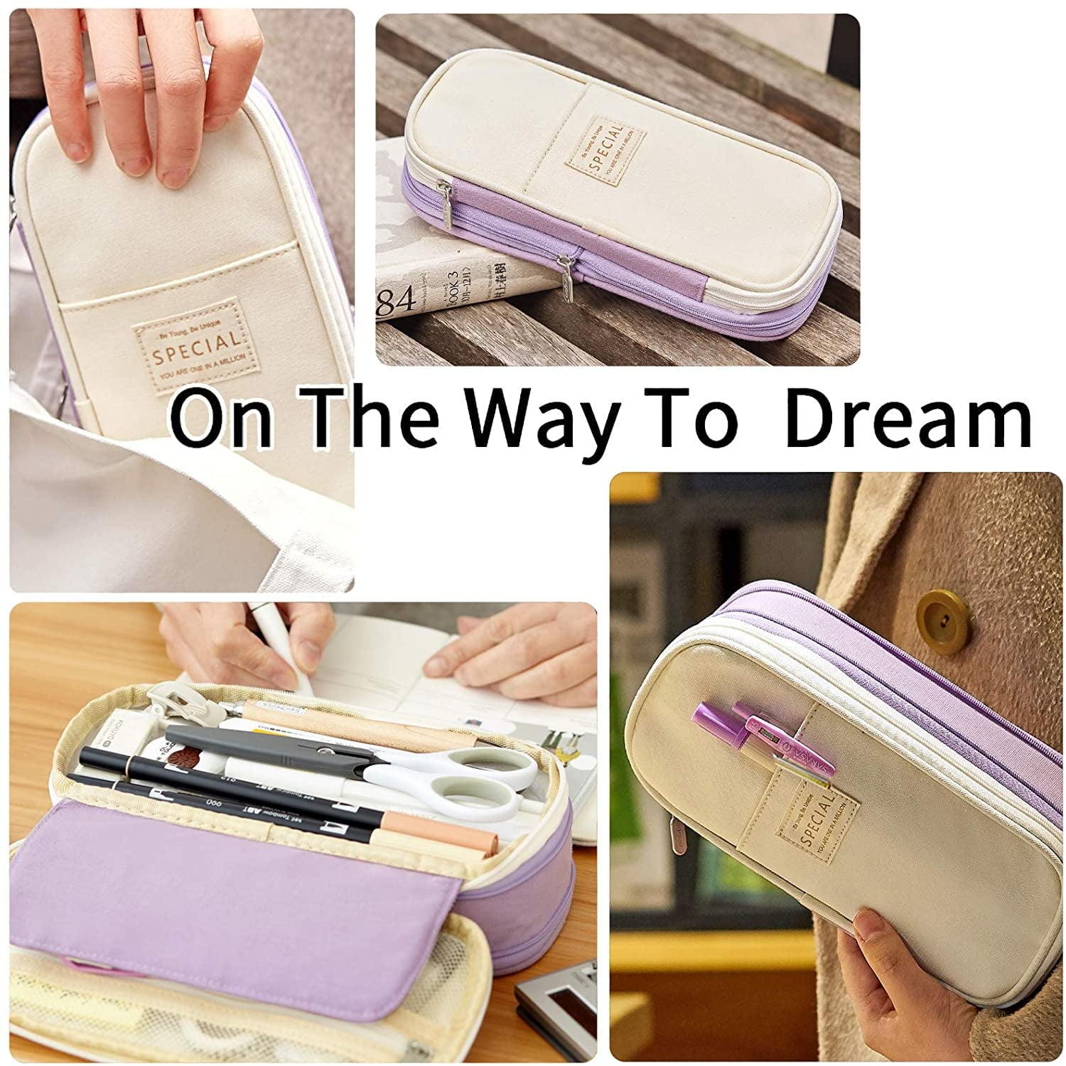 CICIMELON Big Capacity Pencil Pen Case Large Storage Pencil Bag Pouch Organizer (Purple) Purple V1189-LWWAL-20260325-00186