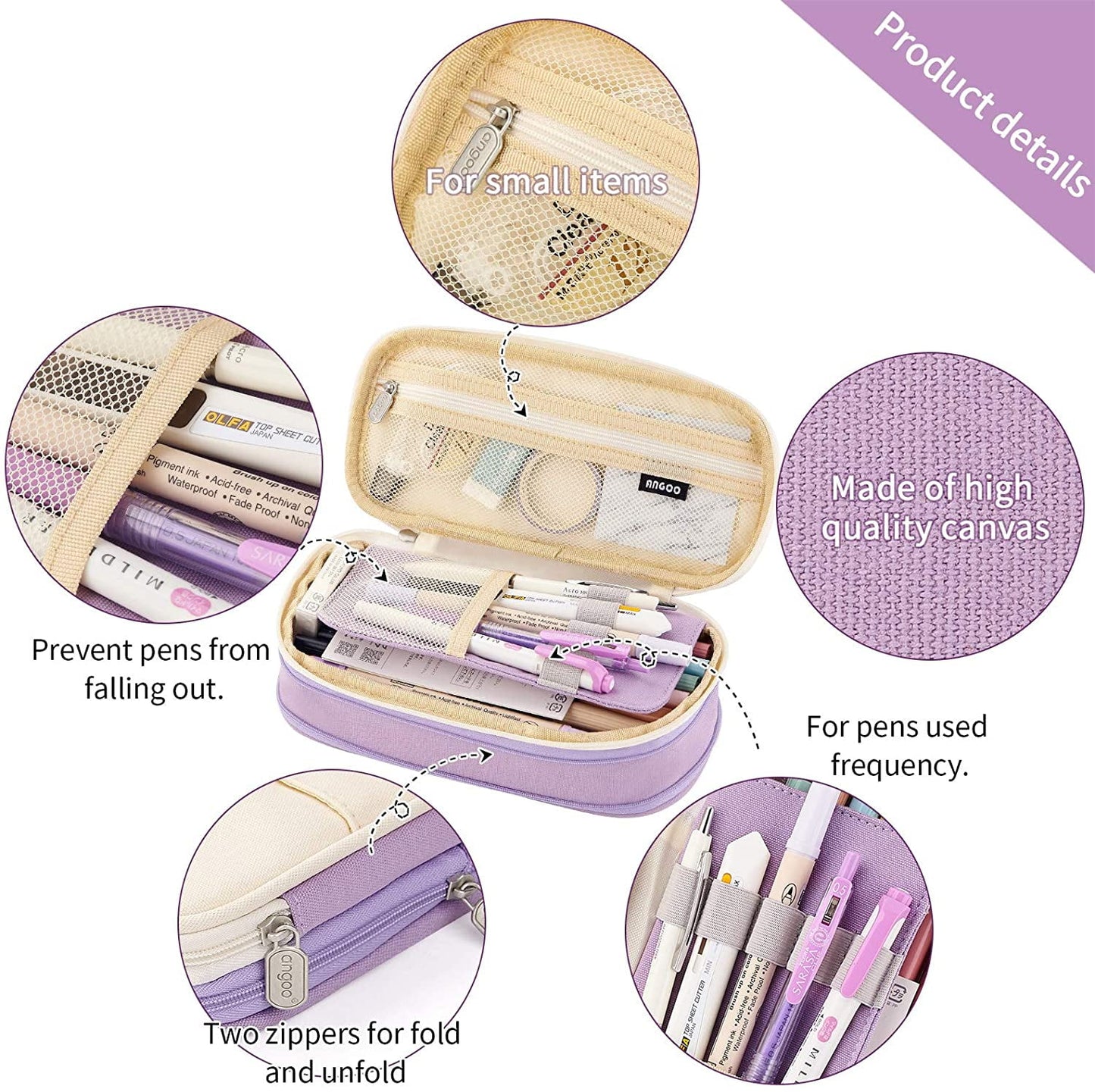 CICIMELON Big Capacity Pencil Pen Case Large Storage Pencil Bag Pouch Organizer (Purple) Purple V1189-LWWAL-20260325-00186