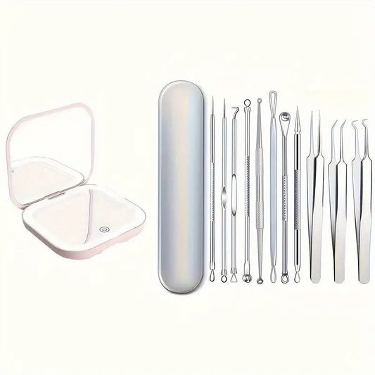 BYXAS Pimple Popper Tool Kit, 8 PCS Professional Stainless Steel Blackhead Remover Comedone Extractor Tools V1189-LWWAL-20260325-00204
