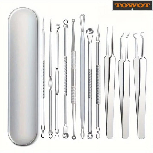 BYXAS Pimple Popper Tool Kit, 8 PCS Professional Stainless Steel Blackhead Remover Comedone Extractor Tools V1189-LWWAL-20260325-00204