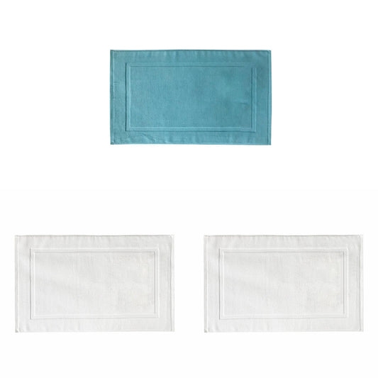 2PCS White Cotton Classic Rug Bath Mats Absorbent Cotton Hotel Spa Shower Bathtub Mats [Not A Bathroom Rug] V1189-LWWAL-20260325-00225