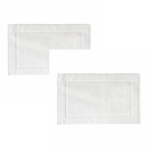 2PCS White Cotton Classic Rug Bath Mats Absorbent Cotton Hotel Spa Shower Bathtub Mats [Not A Bathroom Rug] V1189-LWWAL-20260325-00227