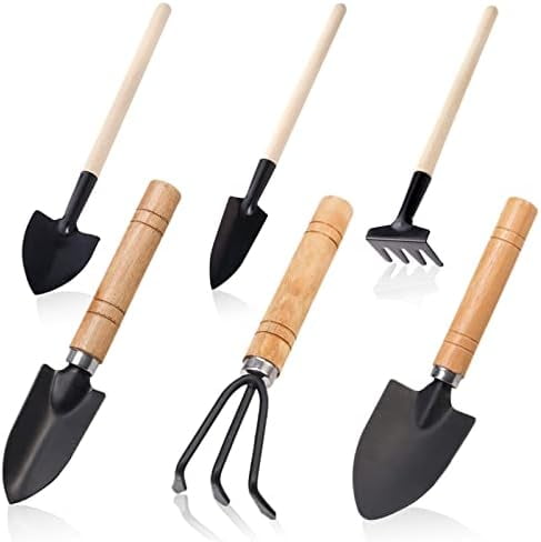 Small Garden Tool Set, 6 Pieces Iron Gardening Kit Including Hand Shovel, Transplant Shovel and Hand Rake V1189-LWWAL-20260325-00244