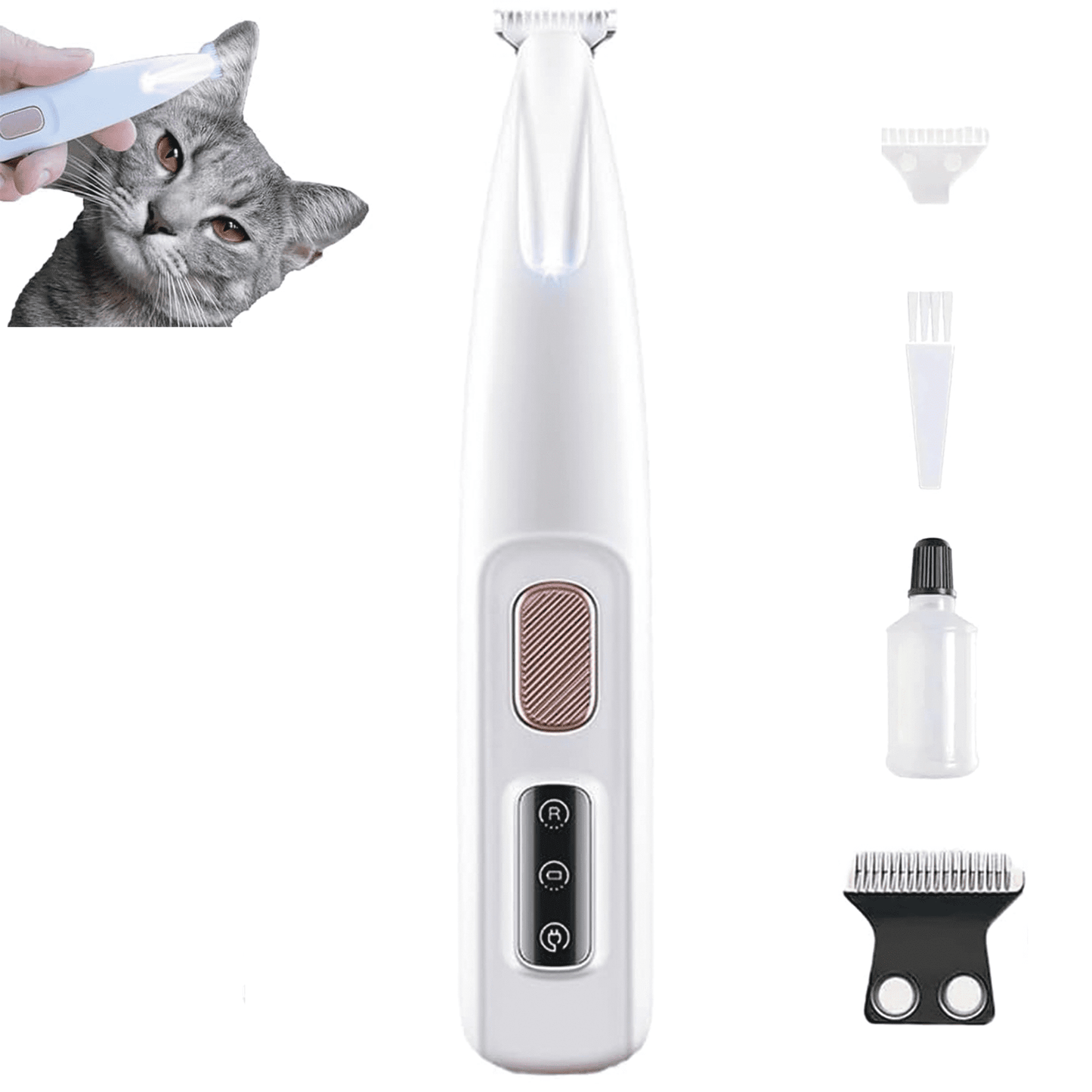 Belvedere Cat Grooming Trimmer - Rechargeable Low Noise Clipper with LED Light, Waterproof & Precision for V1189-LWWAL-20260325-00245