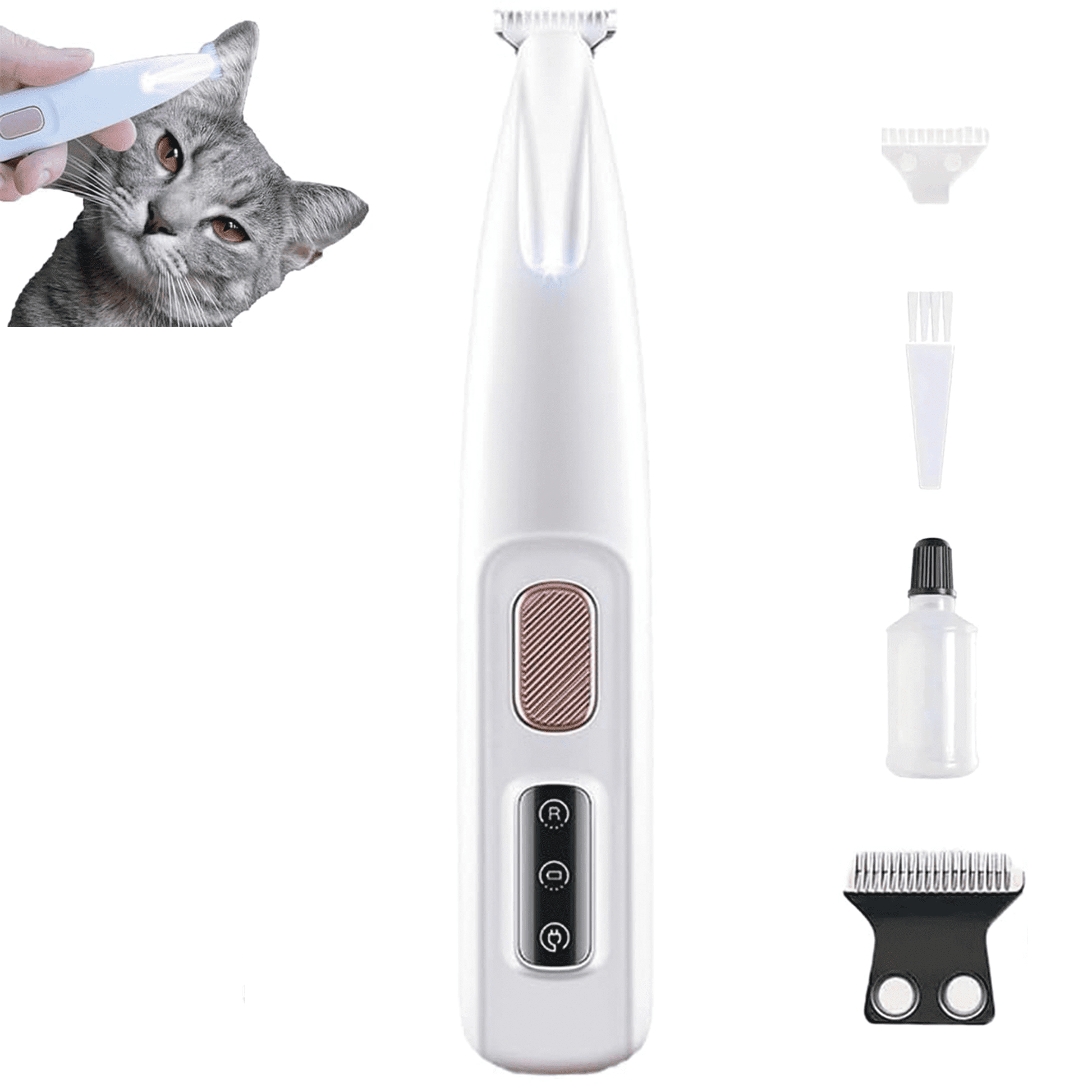 Belvedere Cat Grooming Trimmer - Rechargeable Low Noise Clipper with LED Light, Waterproof & Precision for V1189-LWWAL-20260325-00245