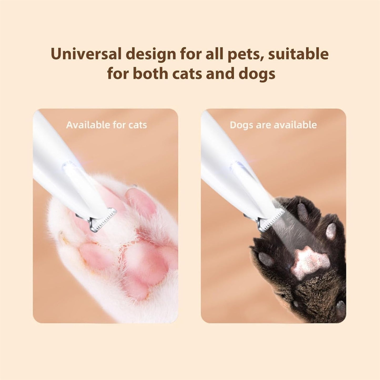 Belvedere Cat Grooming Trimmer - Rechargeable Low Noise Clipper with LED Light, Waterproof & Precision for V1189-LWWAL-20260325-00245