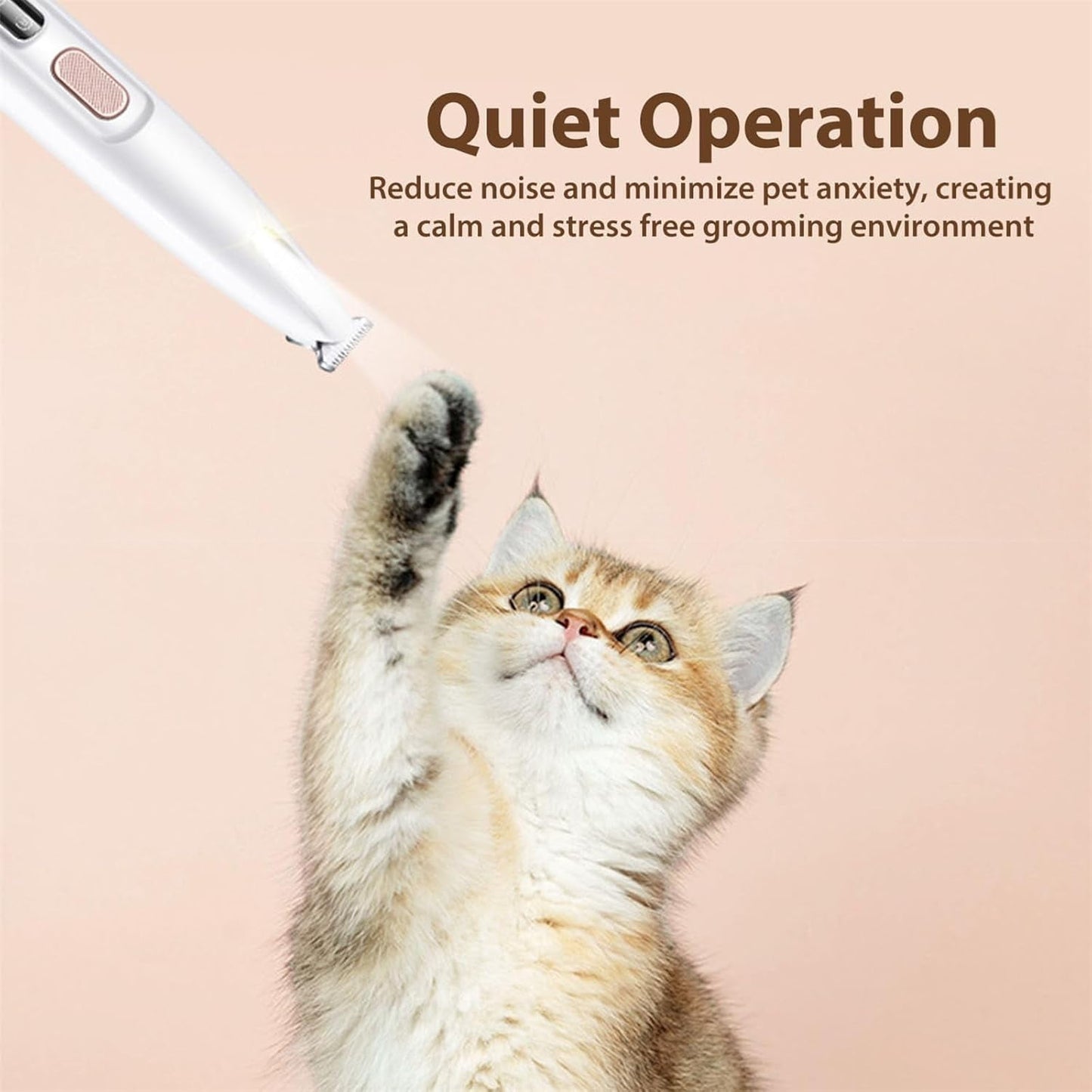 Belvedere Cat Grooming Trimmer - Rechargeable Low Noise Clipper with LED Light, Waterproof & Precision for V1189-LWWAL-20260325-00245