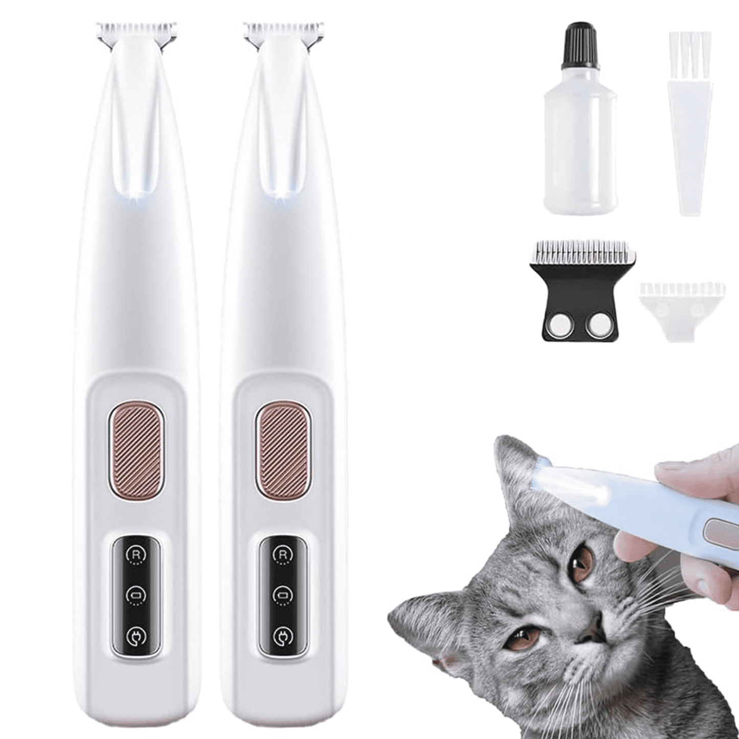 Belvedere Cat Grooming Trimmer - Rechargeable Low Noise Clipper with LED Light, Waterproof & Precision for V1189-LWWAL-20260325-00246