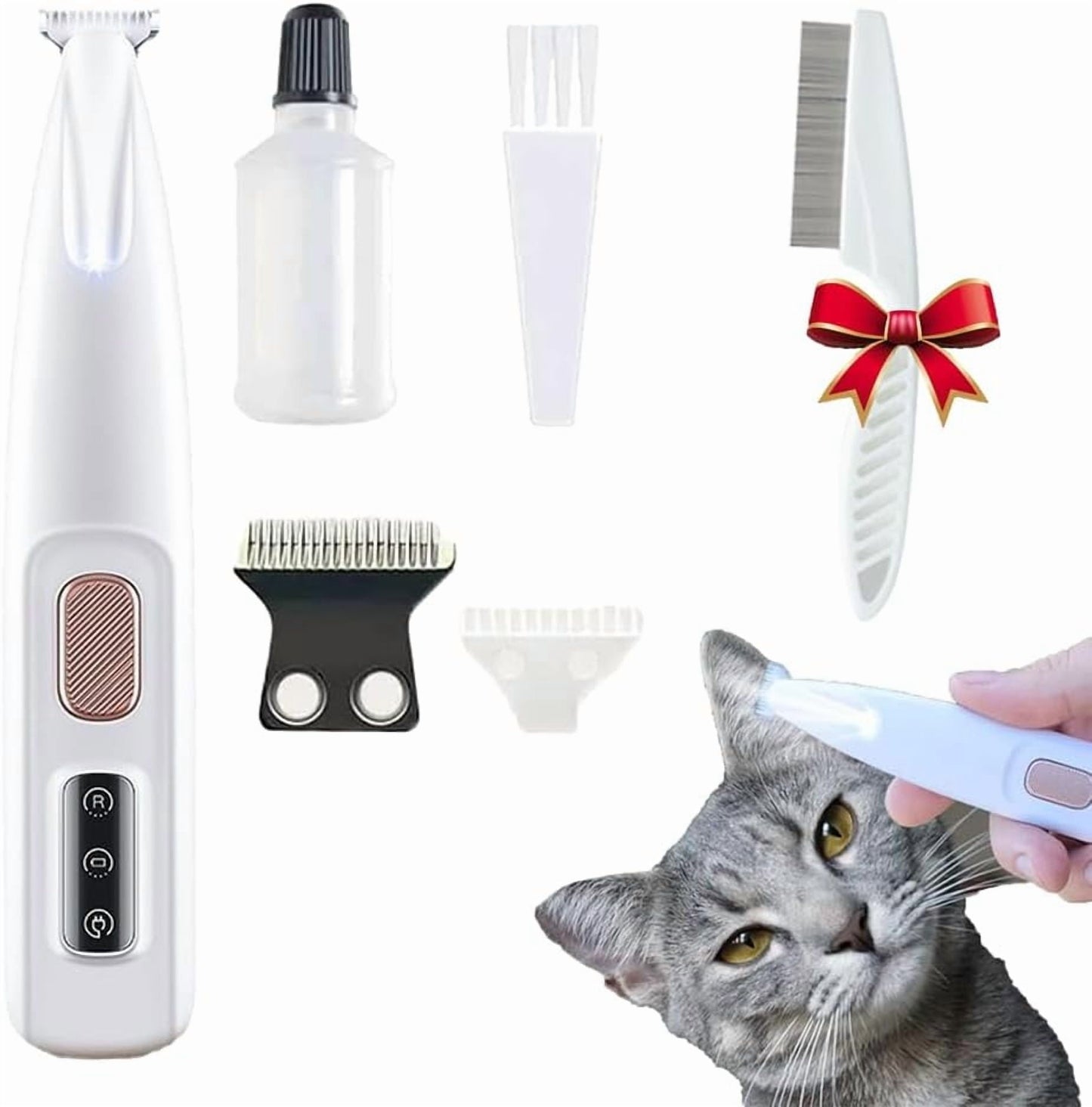 Belvedere Cat Grooming Trimmer - Rechargeable Low Noise Clipper with LED Light, Waterproof & Precision for V1189-LWWAL-20260325-00246