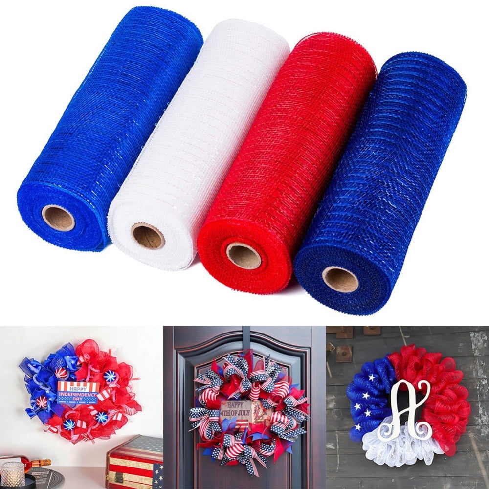 Clearance 4 Rolls Poly Burlap Deco Mesh 10 Inch Wide Decorative Ribbon Wrapping Home Door Wreath Decoration V1189-LWWAL-20260325-00344
