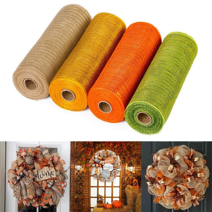 Clearance 4 Rolls Poly Burlap Deco Mesh 10 Inch Wide Decorative Ribbon Wrapping Home Door Wreath Decoration V1189-LWWAL-20260325-00346