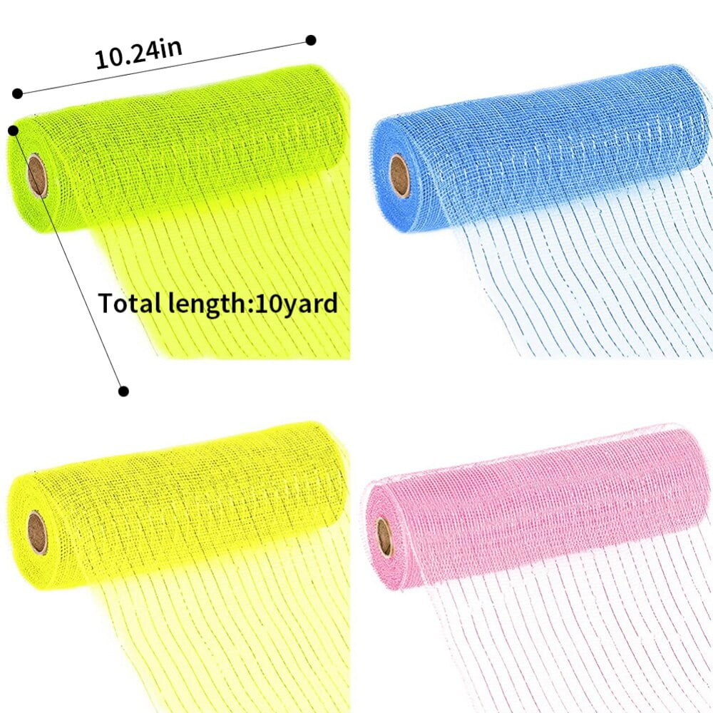 Clearance 4 Rolls Poly Burlap Deco Mesh 10 Inch Wide Decorative Ribbon Wrapping Home Door Wreath Decoration V1189-LWWAL-20260325-00346