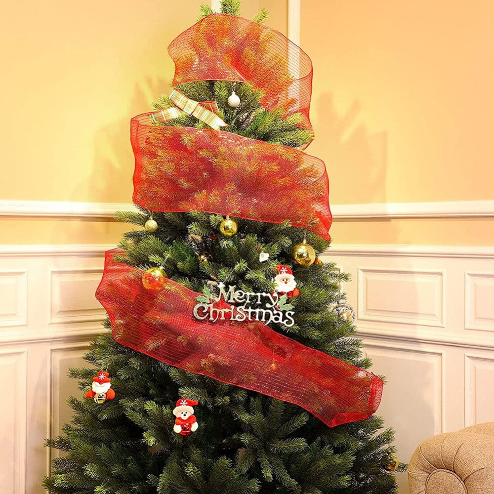Clearance 4 Rolls Poly Burlap Deco Mesh 10 Inch Wide Decorative Ribbon Wrapping Home Door Wreath Decoration V1189-LWWAL-20260325-00346